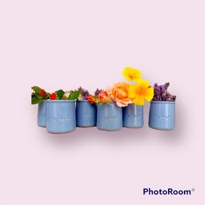 🌿- La Fermiére French Glazed Periwinkle Terracotta Pots set of 8